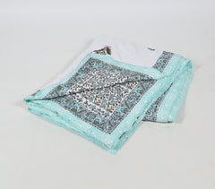 Hand Block Printed Reversible Floral Cotton Quilt
