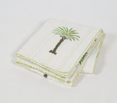 Hand Block Printed Palm Tree Reversible Cotton Quilt