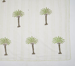 Hand Block Printed Palm Tree Reversible Cotton Quilt