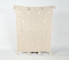 Handwoven Textured & Tasseled Neutral Cotton Throw