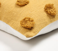 Hand Tufted Honey Pom-Pom Cotton Cushion Cover