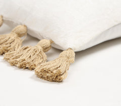 Hand Tufted & Tasseled Neutral Chenille Pillow Cover
