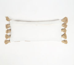 Hand Tufted & Tasseled Neutral Chenille Pillow Cover
