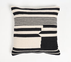 Handwoven Striped Monotone Cotton Cushion Cover