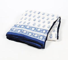Hand Stitched Cotton Floral Paisley Monochrome Quilt
