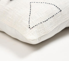Handwoven Cotton White Geometric-Motifs Cushion Cover