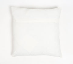 Handwoven Cotton White Geometric-Motifs Cushion Cover