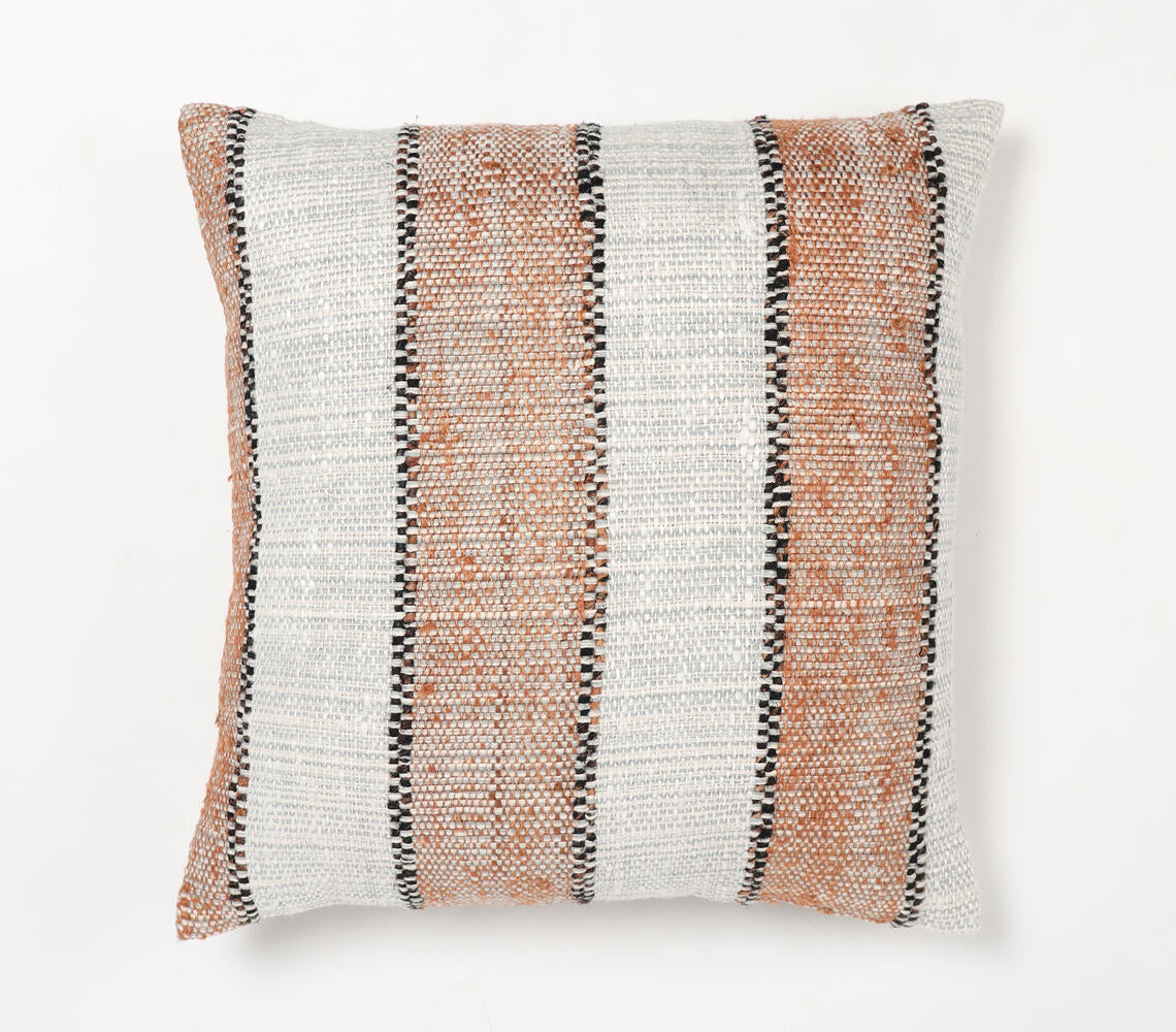 Handwoven Block Striped Cotton Cushion Cover