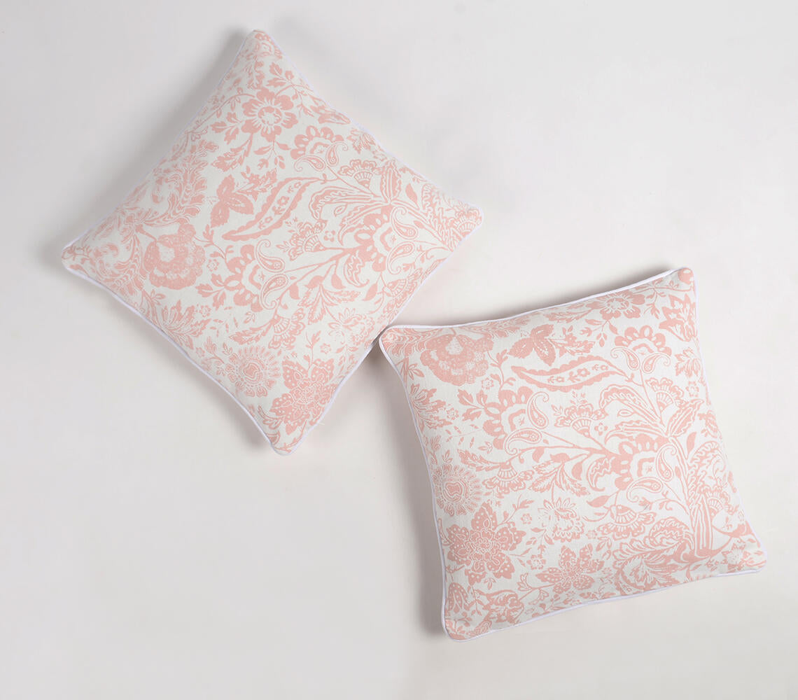 Printed Floral Handloom Cotton Cushion covers (set of 2)