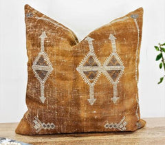 Handwoven Brown Linen Cushion Cover