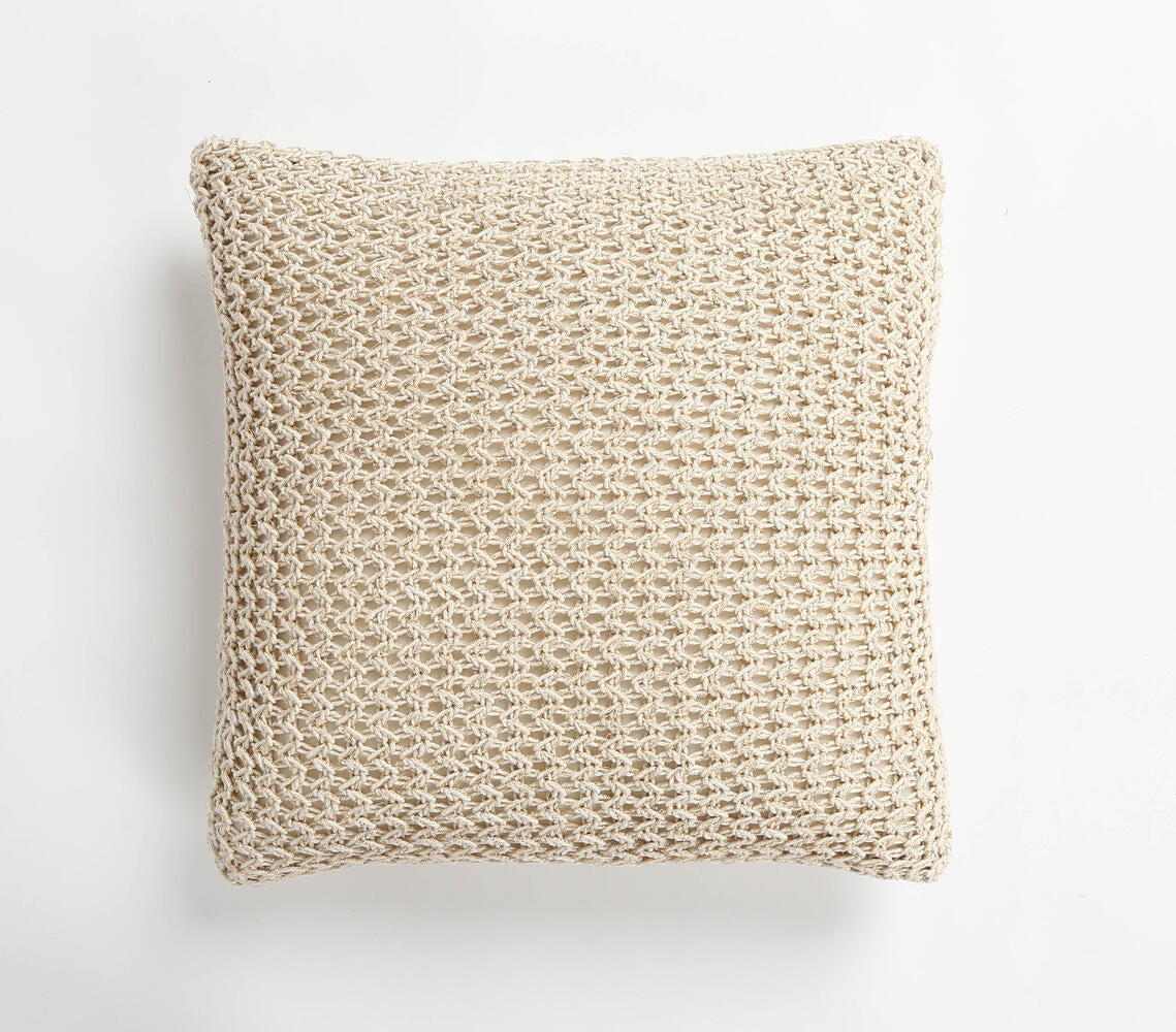 Hand Knitted Cotton Cushion Cover eco2