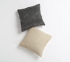 Hand Knitted Cotton Cushion Cover eco2