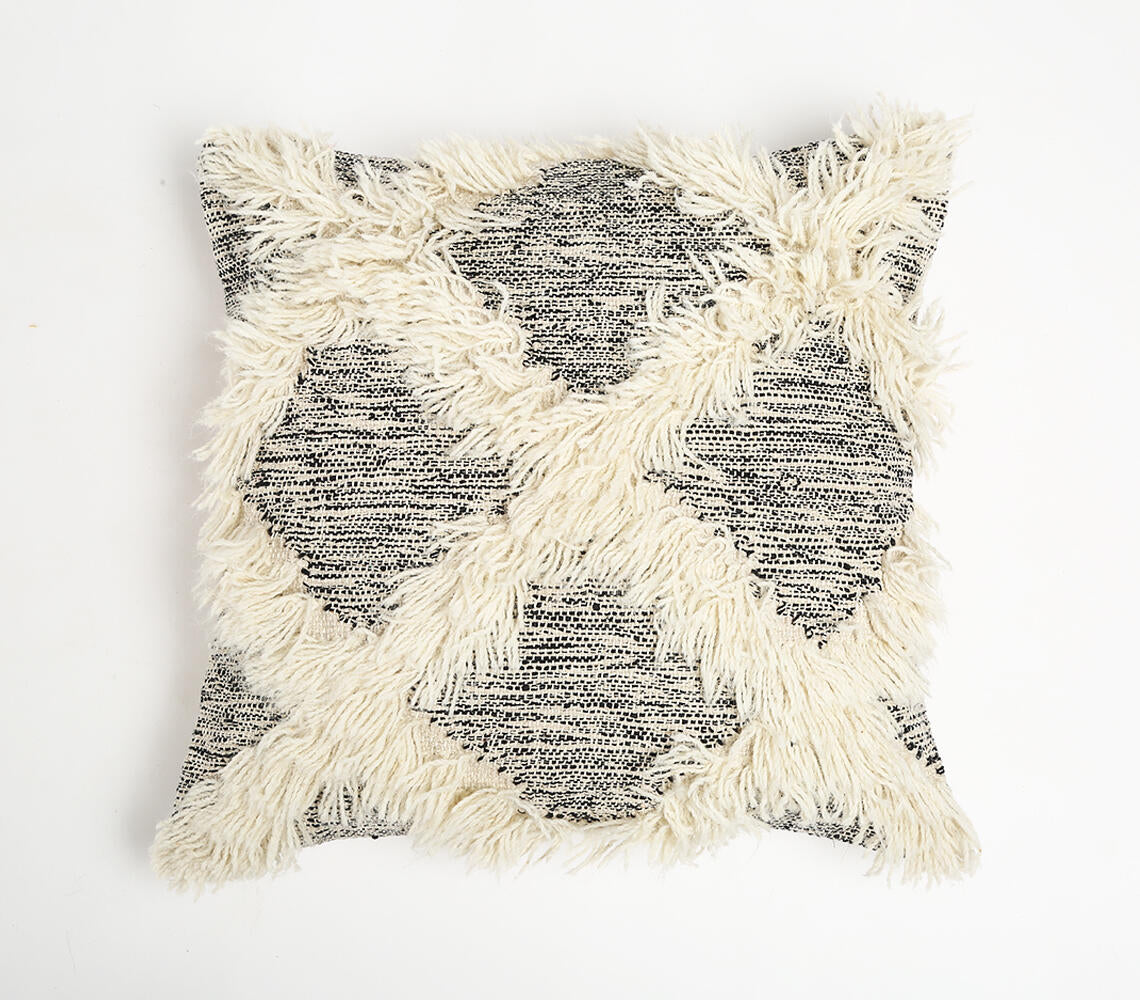 Shaggy Wool & Cotton Lumbar Cushion Cover