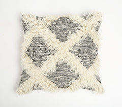 Shaggy Wool & Cotton Lumbar Cushion Cover