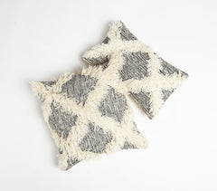 Shaggy Wool & Cotton Lumbar Cushion Cover
