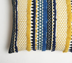 Printed Lumbar Cover with Tufted Stripes