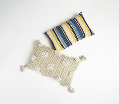 Printed Lumbar Cover with Tufted Stripes