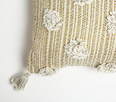 Textured Cotton Cushion Cover with Tassels