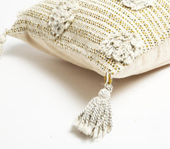 Textured Cotton Cushion Cover with Tassels