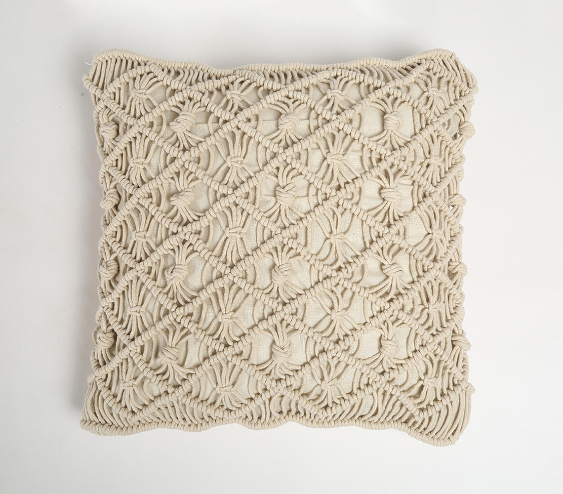 Macrame Fringed Cotton Cushion Cover eco1
