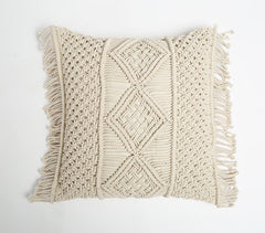 Macrame Fringed Cotton Cushion Cover 1