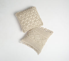Macrame Fringed Cotton Cushion Cover 1