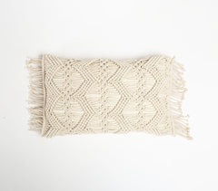 Macrame Fringed Lumbar Cushion Cover