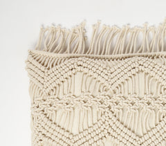 Macrame Fringed Lumbar Cushion Cover