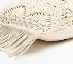Macrame Fringed Lumbar Cushion Cover