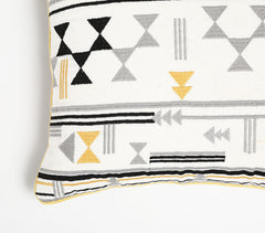 Eco-Friendly Embroidered Geometric Cotton Cushion Cover