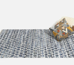 Diamond Design Cotton Denim & Jute Rug