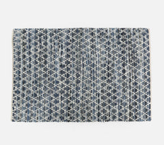 Diamond Design Cotton Denim & Jute Rug