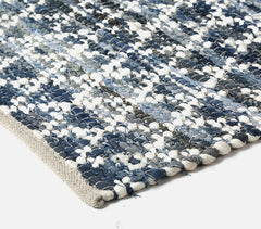 Diamond Design Cotton Denim & Jute Rug