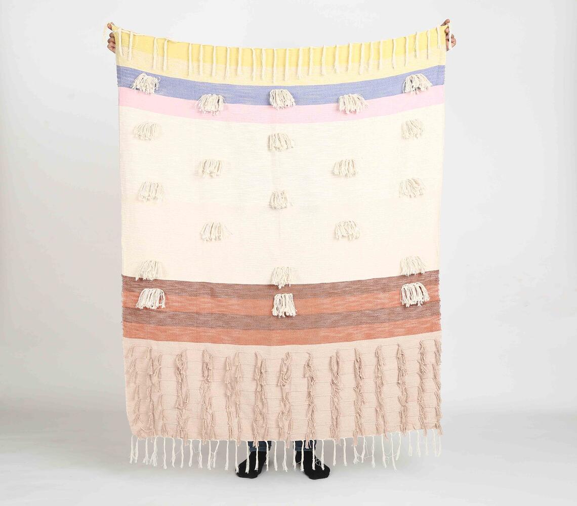 Handmade Woolen Throw with Tassels