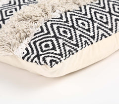 Tufted & Fringed Cotton cushion cover Q 1