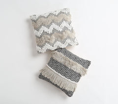 Tufted & Fringed Cotton cushion cover Q 1