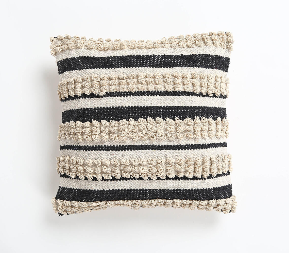 Tufted & Striped Cotton cushion cover  Q1