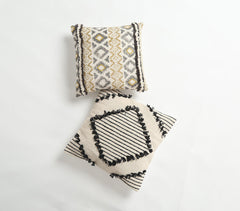 Textured Diamond Pattern Cotton Cushion Cover