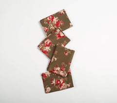 Umber Floral Printed Cotton Napkins (Set of 4)