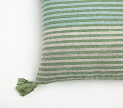 Striped Wool & Cotton Tasseled Cushion Cover
