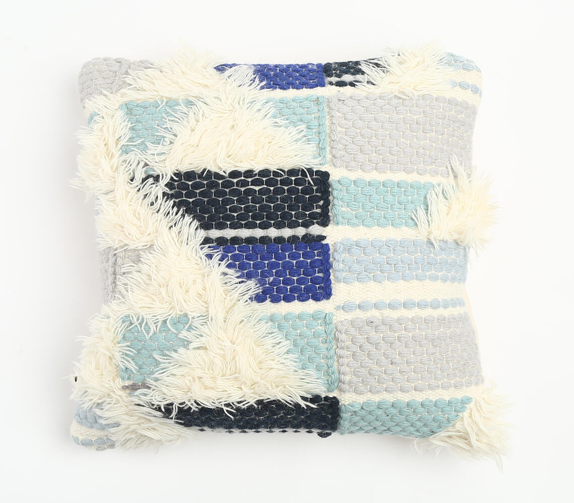 Tufted Shaggy Cotton & Wool Cushion Cover