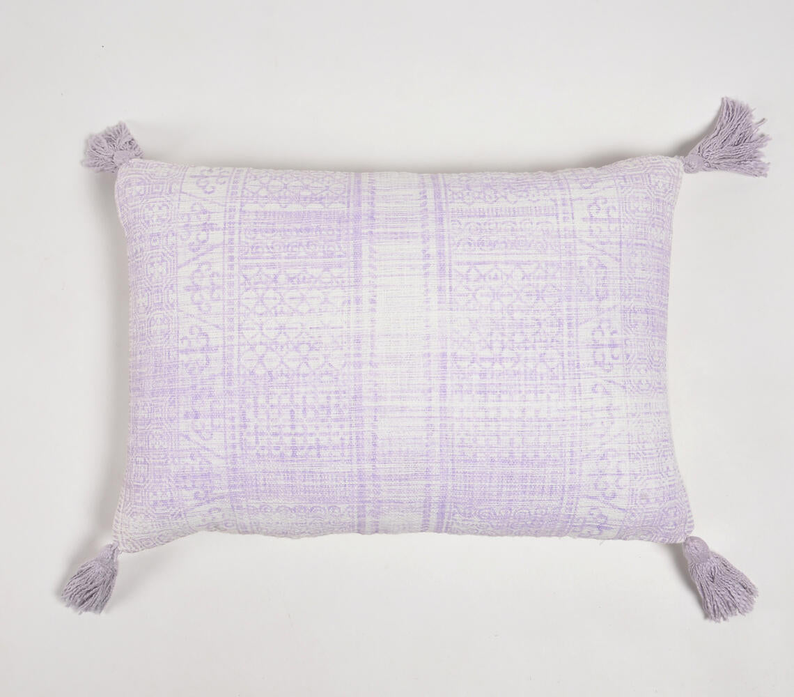Pastel Lilac Lumbar Cushion Cover With Tassels