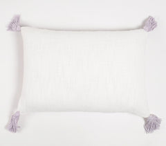 Pastel Lilac Lumbar Cushion Cover With Tassels