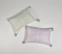Pastel Lilac Lumbar Cushion Cover With Tassels