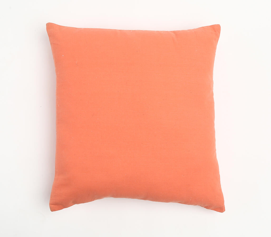 Solid Orange Cotton Cushion Cover