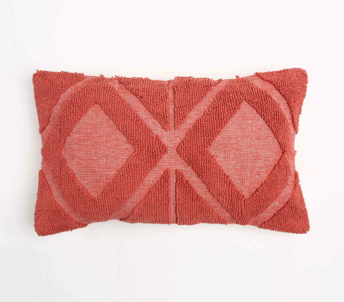 Red Diamond Tufted Lumbar Cushion Cover