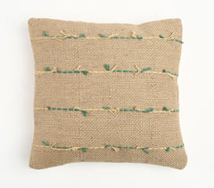 Abstract Threadwork Jute Cushion Cover