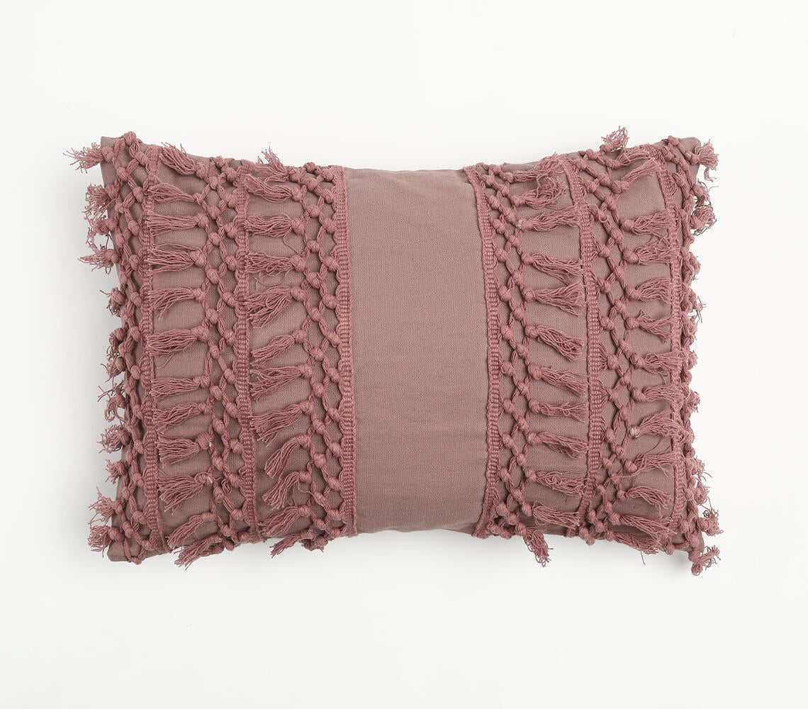 Dusty Pink Tasseled Cushion Cover