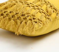 Tasseled Yellow Cushion Cover