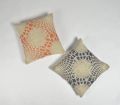 Abstract Textured Blue Cotton Cushion Cover